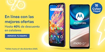 Anuncio: En línea con las mejores ofertas. Hasta 40% de descuento en celulares. Válido del 24 de noviembre al 1 de diciembre 2023. Pulsa aquí para renovar tu equipo.