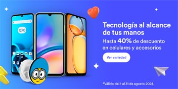 Anuncio: Tecnología al alcance de tus manos. Hasta 40% de descuento en celulares y accesorios. Promoción válida del 1 al 31 de agosto 2024. Pulsa aquí para conocer la variedad.