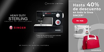 Anuncio: Imagen de máquina de coser Heavy Duty Sterling. Edición limitada. Motor de alta potencia para mayor velocidad y con mayor tiempo de trabajo. Hasta 40% de descuento en toda la línea Singer. Pulsa aquí para estrenar tu máquina de coser. 