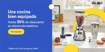 Anuncio: Una cocina bien equipada. Hasta 35% de descuento en electrodomésticos. Promoción válida del 1 al 31 de agosto 2024. Pulsa aquí para conocer equipos.