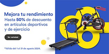 Anuncio: Mejora tu rendimiento. Hasta 50% de descuento en artículos deportivos y de ejercicio. Promoción válida del 1 al 31 de agosto 2024. Pulsa aquí para descubrir más.