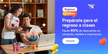 Anuncio: Prepárate para el regreso a clases. Hasta 40% de descuento en cómputo, tablets e impresoras. Promoción válida del 1 al 31 de agosto 2024. Pulsa aquí para equiparte. 