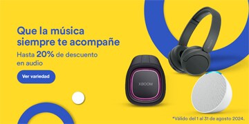 Anuncio: Que la música siempre te acompañe. Hasta 20% de descuento en audio. Promoción válida del 1 al 31 de agosto 2024. Pulsa aquí para conocer la variedad.