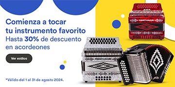 Anuncio: Comienza a tocar tu instrumento favorito. Hasta 30% de descuento en acordeones. Promoción válida del 1 al 31 de agosto 2024. Pulsa aquí para descubrir estilos.