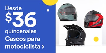 Cascos para motociclista desde 36 pesos quincenales. Pulsa aquí para conocer estilos.