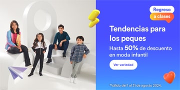 Anuncio: Tendencias para los peques. Hasta 50% de descuento en moda infantil. Promoción válida del 1 al 31 de agosto 2024. Pulsa aquí para descubrir estilos.