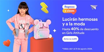 Anuncio: Lucirán hermosas y a la moda. Hasta 40% de descuento en looks Girls Attitude. Promoción válida del 1 al 31 de agosto 2024. Pulsa aquí para elegir el outfit de tu peque.