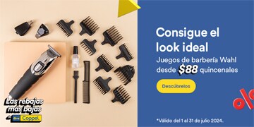 Anuncio: Consigue el look ideal. Juegos de barbería Wahl desde 88 pesos quincenales. Promoción válida del 1 al 31 de julio 2024. Pulsa aquí para descubrirlos. 