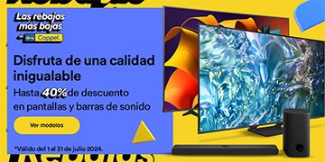 Anuncio: Disfruta de una calidad inigualable. Hasta 40% de descuento en pantallas y barras de sonido. Promoción válida del 1 al 31 de julio 2024. Pulsa aquí para descubrir modelos. 