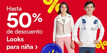 Hasta 50% de descuento en looks para niña. Pulsa aquí para aprovechar.