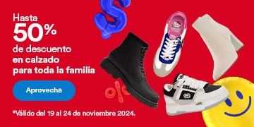 Hasta 50 por ciento de descuento en calzado para toda la familia. Válido del 19 al 24 de noviembre 2024. Pulsa aquí para aprovechar.