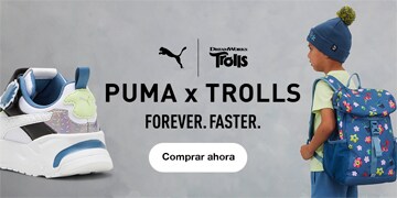 Puma. Dreamworks Trolls. Puma por Trolls. Forver. Faster. Pulsa aquí para comprar tenis Puma.