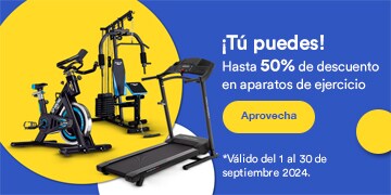 ¡Tú puedes! Hasta 50% de descuento en aparatos de ejercicio. Pulsa aquí para aprovechar ya. Valido del 1 al 30 de septiembre 2024.