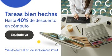 Tareas bien hechas. Hasta 40% de descuento en cómputo. Pulsa aquí para equiparte ya. Válido del 1 al 30 de septiembre 2024.