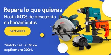 Repara lo que quieras. Hasta 50% de descuento en herramientas. Pulsa aquí para aprovechar ya. Válido del 1 al 30 de septiembre 2024.