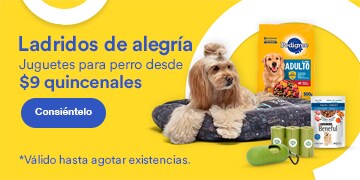 Ladridos de alegría. Juguetes para perro desde 9 pesos quincenales. Pulsa aquí para consentirlo. Válido hasta agotar existencias.