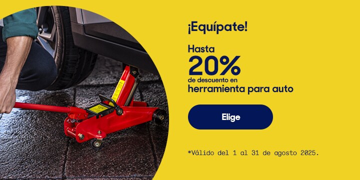 ¡Equípate! Hasta 20 por ciento de descuento en herramientas para auto. Válido del 1 al 31 de agosto 2025. Pulsa aquí para elegir.
