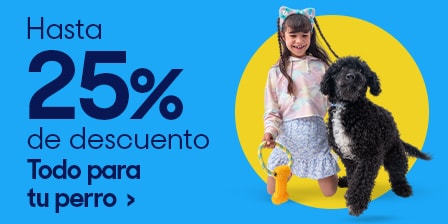 Hasta 25 por ciento de descuento en todo para tu perro. Válido del 1 al 31 de agosto 2025. Pulsa aquí para elegir.