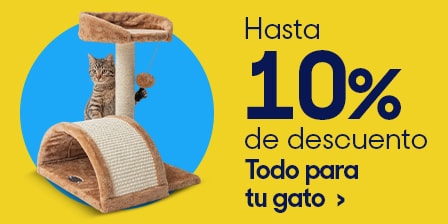 Hasta 10 por ciento de descuento en todo para tu gato. Válido del 1 al 31 de agosto 2025. Pulsa aquí para elegir.