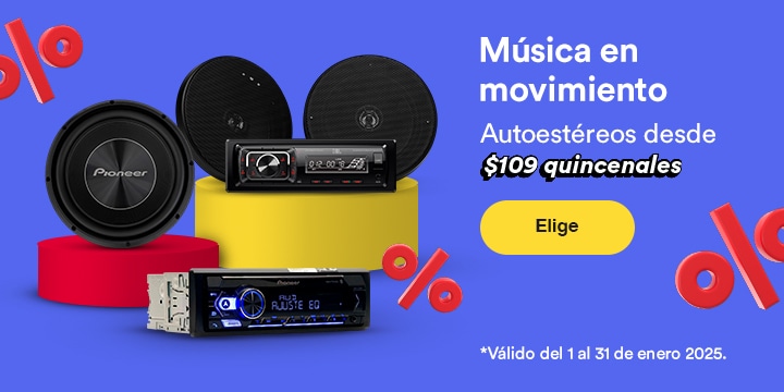 Música en movimiento. Autoestéreos desde 109 quincenales. Válido del 1 al 31 de enero 2025. Pulsa aquí para comprar.