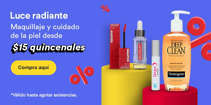 Luce radiante. Maquillaje y cuidado de la piel desde 15 pesos quincenales. Válido hasta agotar existencias. Pulsa aquí para comprar.