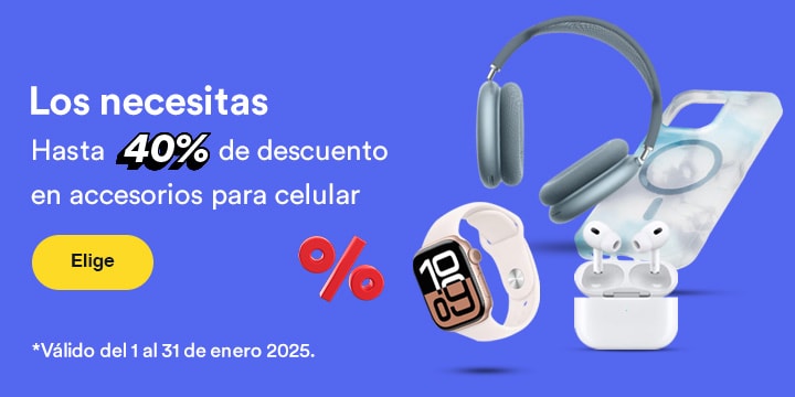 Los necesitas. Hasta 40 por ciento de descuento en accesorios para celular. Válido del 1 al 31 de enero 2025. Pulsa aquí para elegir.