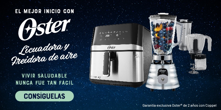 El mejor inicio con Oster. Licuadora y freidora de aire. Vivir saludable nunca fue tan fácil. Garantía exclusiva Oster de 2 años con Coppel. Pulsa aquí para comprar la tuya.