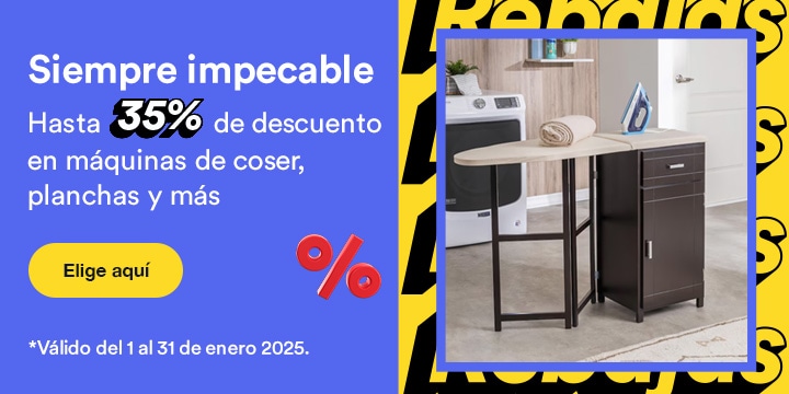 Siempre impecable. Hasta 35 por ciento de descuento en máquinas de coser, planchas y más