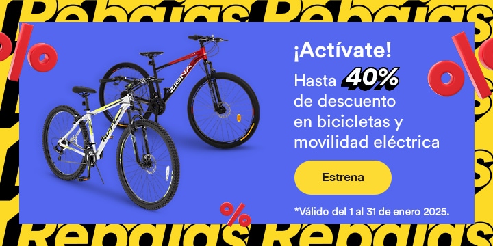 ¡Actívate! Hasta 40 por ciento de descuento en bicicletas y movilidad eléctrica. Válido del 1 al 31 de enero 2025. Pulsa aquí para comprar.