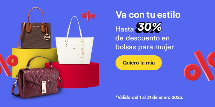 Va con tu estilo. Hasta 30 por ciento de descuento en bolsas para mujer. Válido del 1 al 31 de enero 2025. Pulsa aquí para comprar.