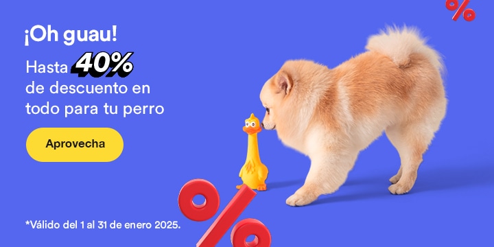 ¡Oh guau! Hasta 40 por ciento de descuento en todo para tu perro. Válido del 1 al 31 de enero 2025. Pulsa aquí para aprovechar.