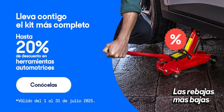 Anuncio: Lleva contigo el kit más completo. Hasta 20% de descuento en herramientas automotrices. Válido del 1 al 31 de julio 2025. Pulsa aquí para equiparte.