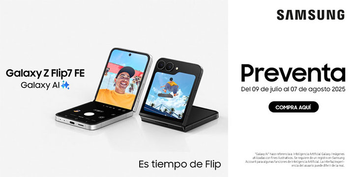 Anuncio: Samsung. Galaxy Z Fold 7. Z Flip 7. Galaxy AI. Preventa del 9 de julio al 7 de agosto 2025. Galaxy AI hace referencia a Inteligencia Artificial Galaxy. Pulsa aquí para aprovechar.
