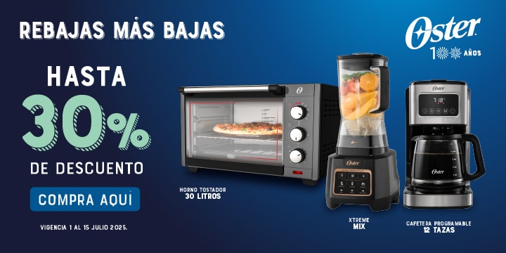 Oster. Aprovecha hasta 30% de descuento en productos Oster. Del 1 al 15 de julio 2025. Pulsa aquí para comprar Oster en Las rebajas más bajas de Coppel.