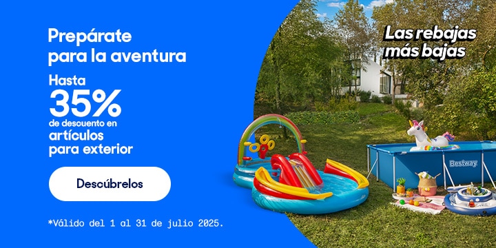Anuncio: Prepárate para la aventura. Hasta 35% de descuento en artículos para exterior. Válido del 1 al 31 de julio 2025. Pulsa aquí para equiparte.