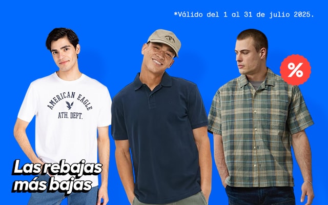 Anuncio: Lúcete con las tendencias. Hasta 30% de descuento en American Eagle. Válido del 1 al 31 de julio 2025. Pulsa aquí para encontrar moda para hombre.