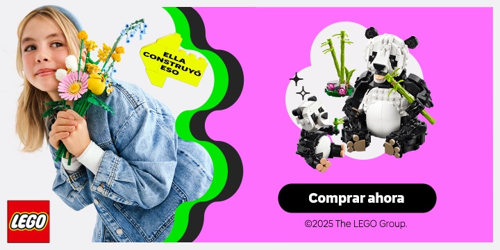 Anuncio: LEGO. Ella construyó el set Fauna Salvaje: familia de pandas. Pulsa aquí para ver más sets LEGO.