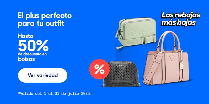 Anuncio: El plus perfecto para tu outfit. Hasta 50% de descuento en bolsas. Válido del 1 al 31 de julio 2025. Pulsa aquí para conocer la variedad.