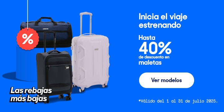 Anuncio: Inicia el viaje estrenando. Hasta 40% de descuento en maletas. Válido del 1 al 31 de julio 2025. Pulsa aquí para descubrir modelos.