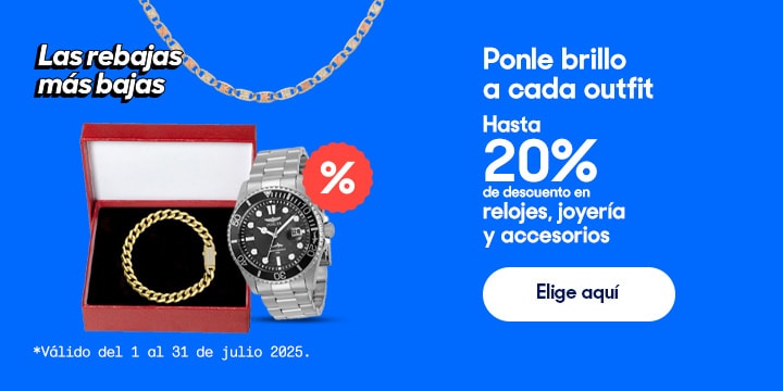 Anuncio: Ponle brillo a cada outfit. Hasta 20% de descuento en relojes, joyería y accesorios. Válido del 1 al 31 de julio 2025. Pulsa aquí para elegir.