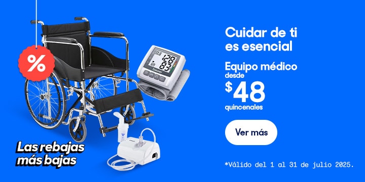 Anuncio: Cuidar de ti es esencial. Equipo médico desde 48 pesos quincenales. Válido del 1 al 31 de julio 2025. Pulsa aquí para conocer más.