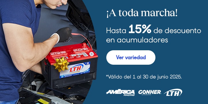 Anuncio: ¡A toda marcha! Hasta 15% de descuento en acumuladores. Válido del 1 al 30 de junio 2025. Pulsa aquí para conocer la variedad.