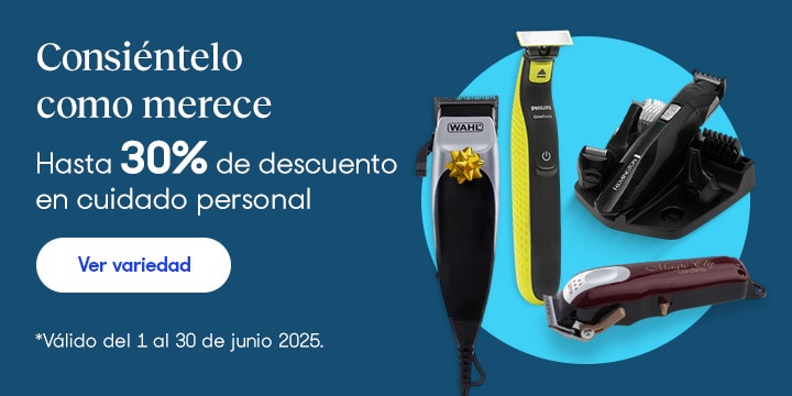 Anuncio: Consiéntelo como merece. Hasta 30% de descuento en cuidado personal. Válido del 1 al 30 de junio 2025. Pulsa aquí para descubrir la variedad.