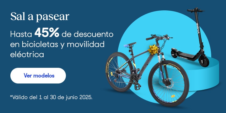 Anuncio: Sal a pasear. Hasta 45% de descuento en bicicletas y movilidad eléctrica. Válido del 1 al 30 de junio 2025. Pulsa aquí para descubrir modelos.