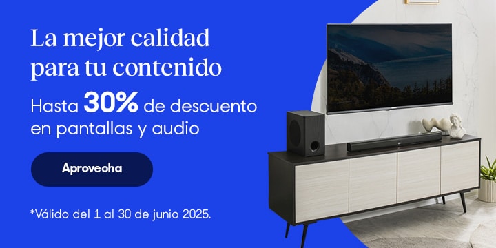 Anuncio: La mejor calidad para tu contenido. Hasta 30% de descuento en pantallas y audio. Promoción válida del 1 al 30 de junio 2025. Pulsa aquí para aprovechar.
