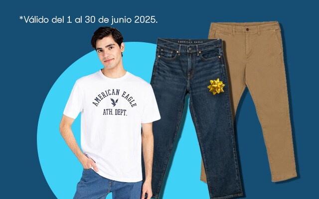 Anuncio: Los favoritos de él. Hasta 20% de descuento en looks American Eagle. Promoción válida del 1 al 30 de junio 2025. Pulsa aquí para aprovechar.