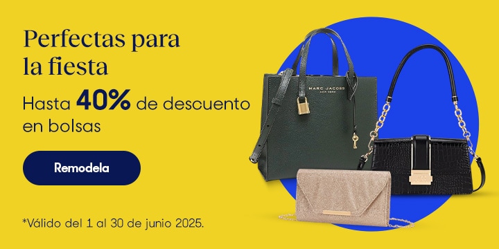 Anuncio: Perfectas para la fiesta. Hasta 40% de descuento en bolsas. Válido del 1 al 30 de junio 2025. Pulsa aquí para elegir la tuya.