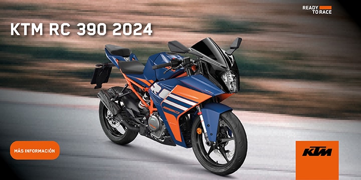 Anuncio: KTM. Ready to race. KTM 390 Adventure 2024. Pulsa aquí para conocerla.