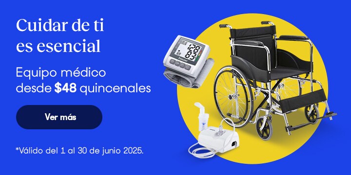 Anuncio: Cuidar de ti es esencial. Equipo médico desde 48 pesos quincenales. Válido del 1 al 30 de junio 2025. Pulsa aquí para conocer más.