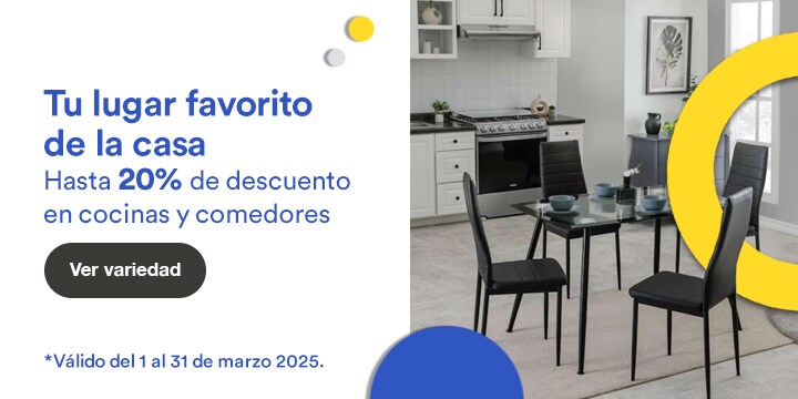 Anuncio: Tu lugar favorito de la casa. Hasta 20% de descuento en cocinas y comedores. Promoción válida del 1 al 31 de marzo 2025. Pulsa aquí para descubrir más.